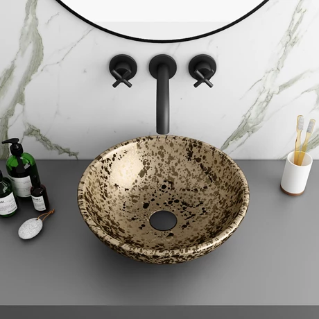 Arezzo Round 410mm Gold Mottled Design Ceramic Counter Top Basin Arezzo Round 410mm Gold Mottled Design Ceramic Counter Top Basin -Arezzo shop AZ2056 prod