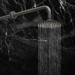 Arezzo Round 200mm Brushed Gunmetal Grey Fixed Shower Head + Wall Mounted Arm