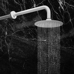 Arezzo Round 200mm Matt White Fixed Shower Head + Wall Mounted Arm