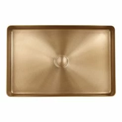 Arezzo Brushed Brass 340 X 520mm Rectangular Stainless Steel Counter Top Basin + Waste