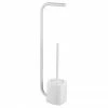 Arezzo White Free Standing Toilet Brush + Roll Holder 1 Arezzo White Free Standing Toilet Brush + Roll Holder -Arezzo shop AZ377W p