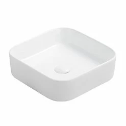 Arezzo 370 X 370mm Curved Square Counter Top Basin - Gloss White