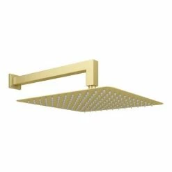 Arezzo Brushed Brass 300 X 300mm Ultra-Thin Square Shower Head + 90 Degree Bend Arm 4 Arezzo Brushed Brass 300 X 300mm Ultra-Thin Square Shower Head + 90 Degree Bend Arm -Arezzo shop AZ3SQBBA d3 460