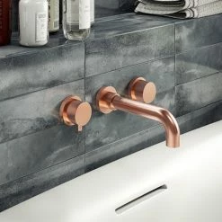 Arezzo Round Rose Gold Wall Mounted (3TH) Bath Filler Tap