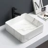 Arezzo 405 X 405mm Square Counter Top Basin - Matt White Marble Effect -Arezzo shop AZ405WM p