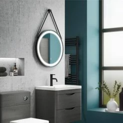 Arezzo Matt Black 600mm Round LED Illuminated Anti-Fog Bathroom Mirror 5 Arezzo Matt Black 600mm Round LED Illuminated Anti-Fog Bathroom Mirror -Arezzo shop AZ47MB n d2 460