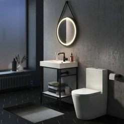 Arezzo Matt Black 600mm Round LED Illuminated Anti-Fog Bathroom Mirror 6 Arezzo Matt Black 600mm Round LED Illuminated Anti-Fog Bathroom Mirror -Arezzo shop AZ47MB n d3 460