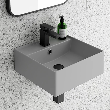 Arezzo 405mm Matt Grey Square Wall Mounted / Counter Top Basin Arezzo 405mm Matt Grey Square Wall Mounted / Counter Top Basin -Arezzo shop AZ4BMH n p