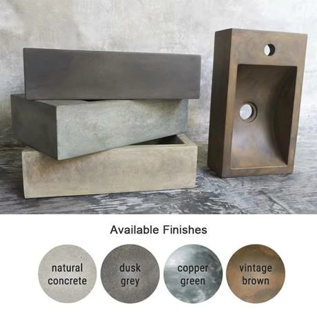 Arezzo Stone Wall Hung Copper Green Cloakroom Basin with Matt Black Towel Shelf Arezzo Stone Wall Hung Copper Green Cloakroom Basin With Matt Black Towel Shelf -Arezzo shop AZ4CG01F d1 460