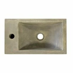 Arezzo Stone Wall Hung Natural Concrete Cloakroom Basin (400 X 230mm) 1 Tap Hole -Arezzo shop AZ4NC01 d5 460