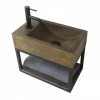 Arezzo Stone Wall Hung Vintage Brown Cloakroom Basin With Matt Black Towel Shelf 2 Arezzo Stone Wall Hung Vintage Brown Cloakroom Basin With Matt Black Towel Shelf -Arezzo shop AZ4VB01F p