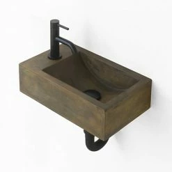 Arezzo Stone Wall Hung Vintage Brown Cloakroom Basin (400 X 230mm) 1 Tap Hole