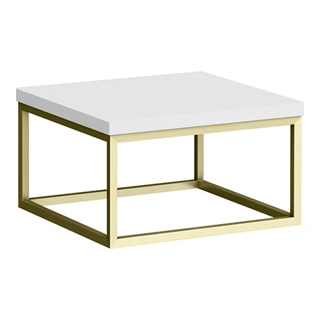 Arezzo 500 Gloss White Stone Resin Worktop with Brushed Brass Wall Mounted Frame Arezzo 500 Gloss White Stone Resin Worktop With Brushed Brass Wall Mounted Frame -Arezzo shop AZ5BBFRMGW p
