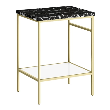 Arezzo 610 Black Marble Effect Worktop with Brushed Brass Framed Washstand Arezzo 610 Black Marble Effect Worktop With Brushed Brass Framed Washstand -Arezzo shop AZ60WSBBBM p
