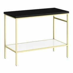Arezzo 1010 Matt Black Stone Resin Worktop With Brushed Brass Framed Washstand
