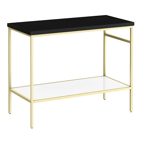 Arezzo 1010 Matt Black Stone Resin Worktop with Brushed Brass Framed Washstand Arezzo 1010 Matt Black Stone Resin Worktop With Brushed Brass Framed Washstand -Arezzo shop AZ60WSMBBM p