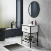 Arezzo 600 Matt Black Framed Vanity Unit With Ceramic Basin And Open Shelf 1 Arezzo 600 Matt Black Framed Vanity Unit With Ceramic Basin And Open Shelf -Arezzo shop AZ61DBF PROD