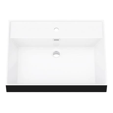 Arezzo 600 Matt Black Framed Washstand with Gloss White Open Shelf and Matt Black Basin Arezzo 600 Matt Black Framed Washstand With Gloss White Open Shelf And Matt Black Basin -Arezzo shop AZ6BFPM BLK d2 460