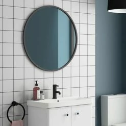 Arezzo Matt Black 600mm Round Mirror -Arezzo shop AZ6BRM d1 460