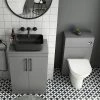 Arezzo 600 Grey Floor Standing Unit With Black Rectangular Counter Top Basin + Toilet Pack 2 Arezzo 600 Grey Floor Standing Unit With Black Rectangular Counter Top Basin + Toilet Pack -Arezzo shop AZ6GBKCTP2 p