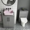 Arezzo 600 Grey Floor Standing Unit With Pink Rectangular Counter Top Basin + Toilet Pack -Arezzo shop AZ6GPKCTP2 p