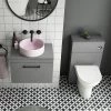 Arezzo 600 Grey Wall Hung Unit With Pink Round Counter Top Basin + Toilet Pack -Arezzo shop AZ6GPKCTP3 p
