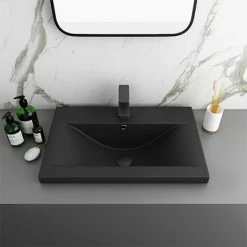 Arezzo 610 X 395mm Matt Black Rectangular Mid-Edged Inset Basin