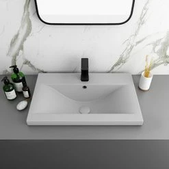 Arezzo 610 X 395mm Matt Grey Rectangular Mid-Edged Inset Basin
