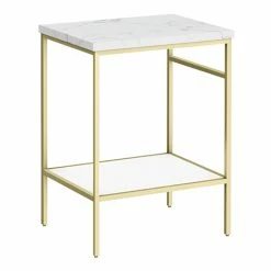 Arezzo 610 White Marble Effect Worktop With Brushed Brass Framed Washstand