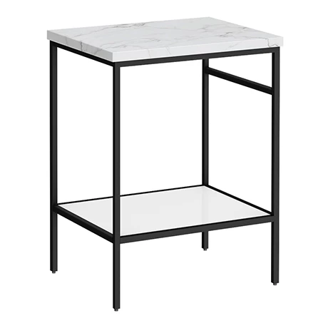 Arezzo 610 White Marble Effect Worktop with Matt Black Framed Washstand Arezzo 610 White Marble Effect Worktop With Matt Black Framed Washstand -Arezzo shop AZ6WSMBMW p