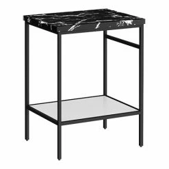 Arezzo 610 Black Marble Effect Worktop With Matt Black Framed Washstand