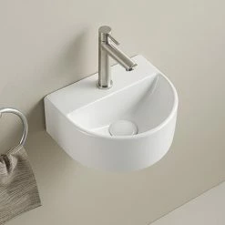 Arezzo Gloss White Round Wall Hung Cloakroom Basin 1TH (303 X 255mm)
