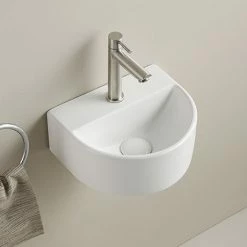 Arezzo Matt White Round Wall Hung Cloakroom Basin 1TH (303 X 255mm)