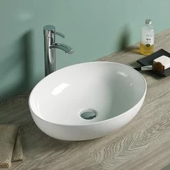 Arezzo Gloss White Curved Oval Counter Top Basin 0TH (520 X 395mm)