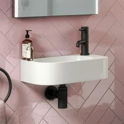 Arezzo 400 X 220mm Curved Wall Hung 1TH Cloakroom Basin