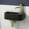 Arezzo 400 X 215mm Curved Wall Hung Cloakroom Basin - Matt Black -Arezzo shop AZ7824B n p