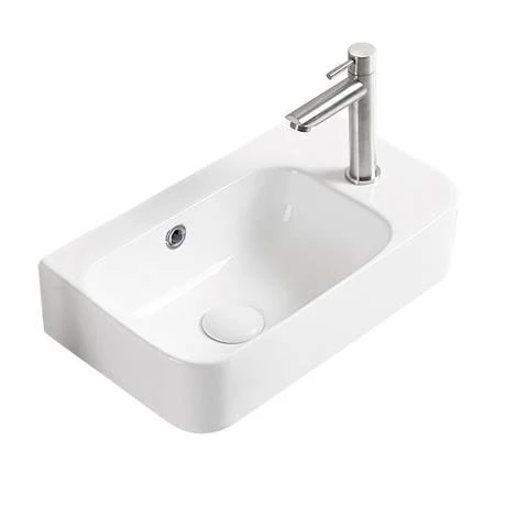 Arezzo 455 x 270mm Curved Offset Wall Hung 1TH Cloakroom Basin Arezzo 455 X 270mm Curved Offset Wall Hung 1TH Cloakroom Basin -Arezzo shop AZ78578 detail03b 460