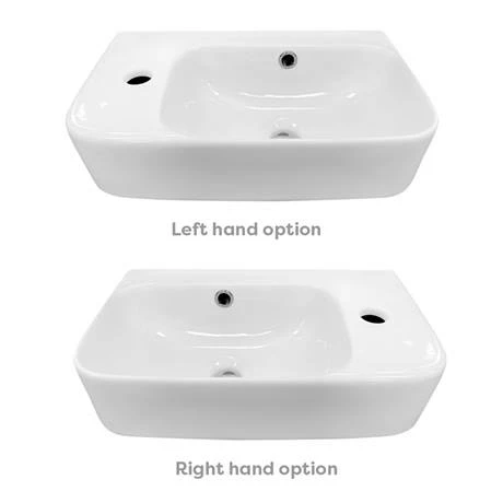 Arezzo 455 x 270mm Curved Offset Wall Hung 1TH Cloakroom Basin Arezzo 455 X 270mm Curved Offset Wall Hung 1TH Cloakroom Basin -Arezzo shop AZ78578 detail04b 460