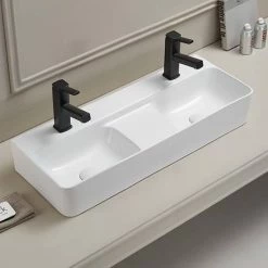 Arezzo Double Bowl Wall Mounted Basin - 810mm Wide - 1 Tap Hole Per Bowl 4 Arezzo Double Bowl Wall Mounted Basin - 810mm Wide - 1 Tap Hole Per Bowl -Arezzo shop AZ78623 d2 460
