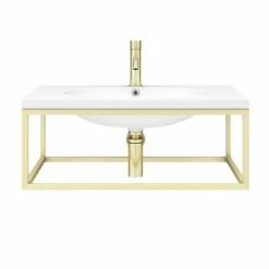 Arezzo 700 Wall Hung Basin With Brushed Brass Frame + Square Toilet 6 Arezzo 700 Wall Hung Basin With Brushed Brass Frame + Square Toilet -Arezzo shop AZ7BBFRMSQT N D1 460