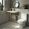 Arezzo 700 Wall Hung Basin With Brushed Brass Frame + Square Toilet -Arezzo shop AZ7BBFRMSQT p