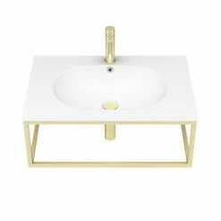 Arezzo 700 Wall Hung Basin With Brushed Brass Towel Rail Frame -Arezzo shop AZ7BBFRM n d1a 460