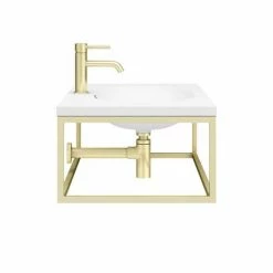 Arezzo 700 Wall Hung Basin With Brushed Brass Towel Rail Frame -Arezzo shop AZ7BBFRM n d2a 460