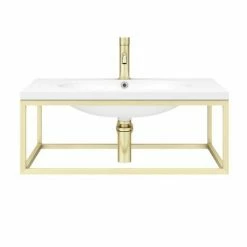 Arezzo 700 Wall Hung Basin With Brushed Brass Towel Rail Frame -Arezzo shop AZ7BBFRM n d3a 460