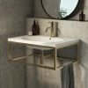 Arezzo 700 Wall Hung Basin With Brushed Brass Towel Rail Frame -Arezzo shop AZ7BBFRM p