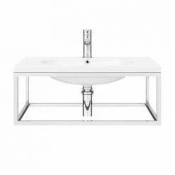 Arezzo 700 Wall Hung Basin With Chrome Towel Rail Frame -Arezzo shop AZ7CHRFRM d6 460