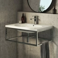 Arezzo 700 Wall Hung Basin With Chrome Towel Rail Frame