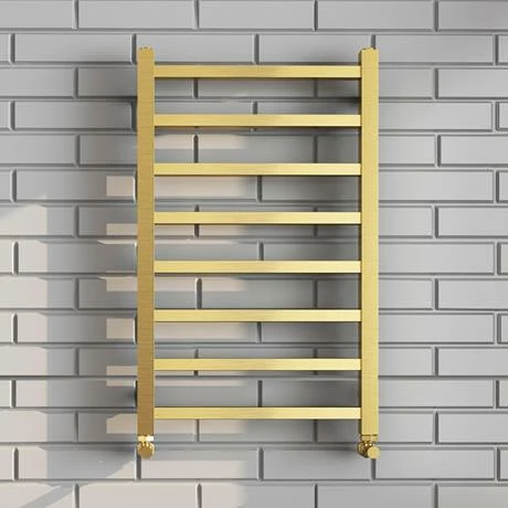 Arezzo Cube Brushed Brass 800 x 500 Heated Towel Rail Arezzo Cube Brushed Brass 800 X 500 Heated Towel Rail -Arezzo shop AZ85BBSQ n d3 460