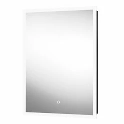Arezzo 500 X 700mm Recessed LED Illuminated Bathroom Mirror Cabinet With Shaver Socket & Anti-Fog