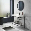 Arezzo 800 Matt Black Framed Washstand With Gloss White Open Shelf And Basin 2 Arezzo 800 Matt Black Framed Washstand With Gloss White Open Shelf And Basin -Arezzo shop AZ8BFPM PROD